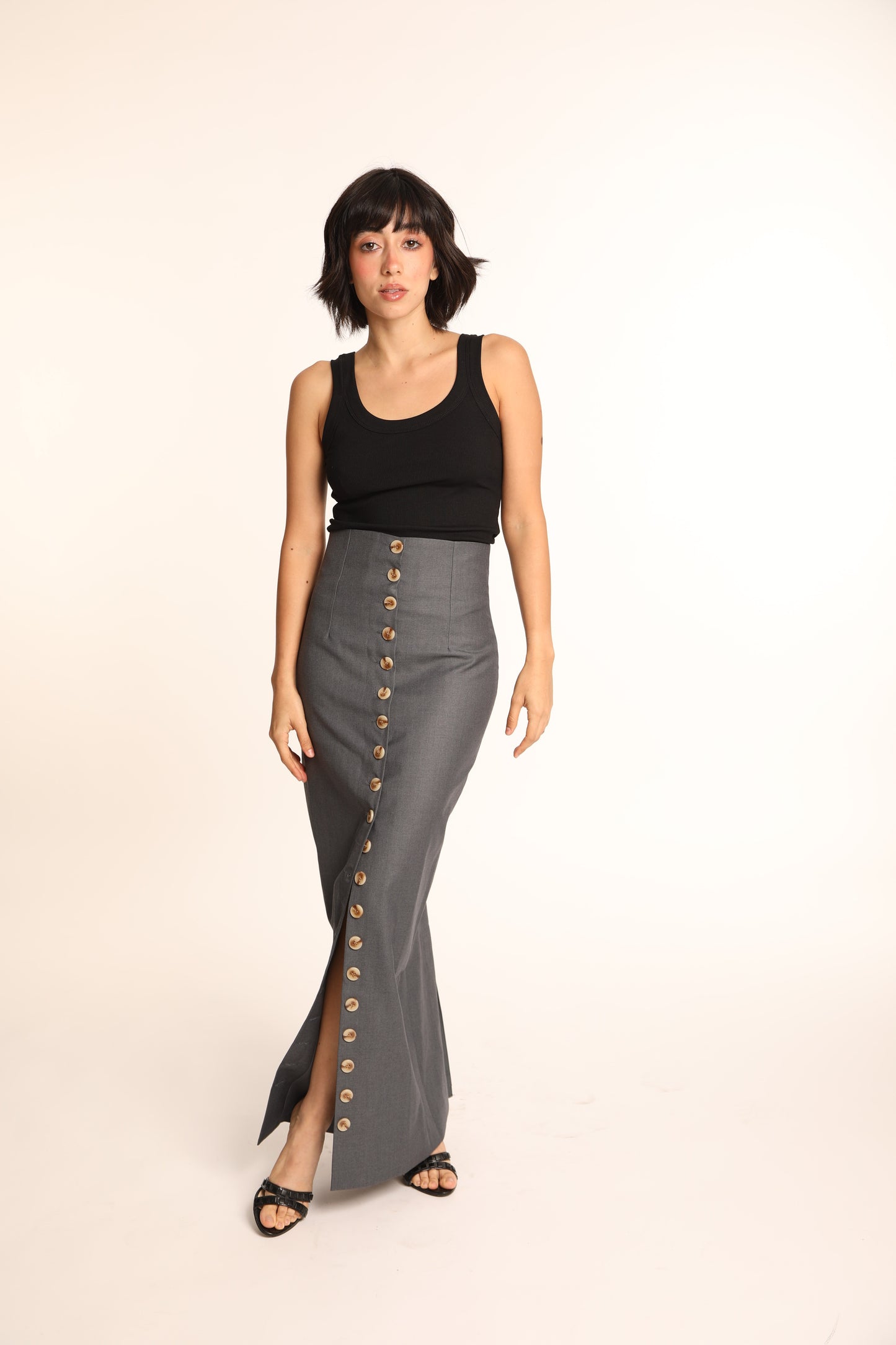 Long Button Skirt