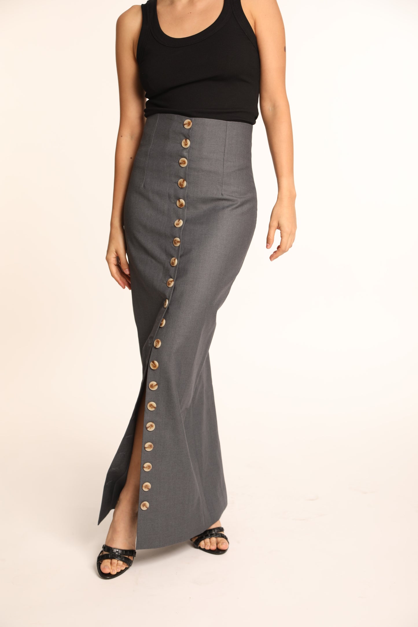 Long Button Skirt
