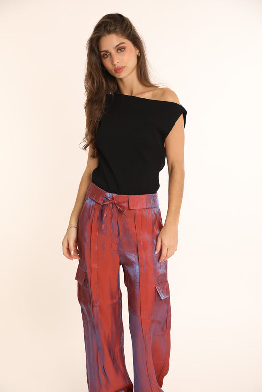 Silk Pant in Wine